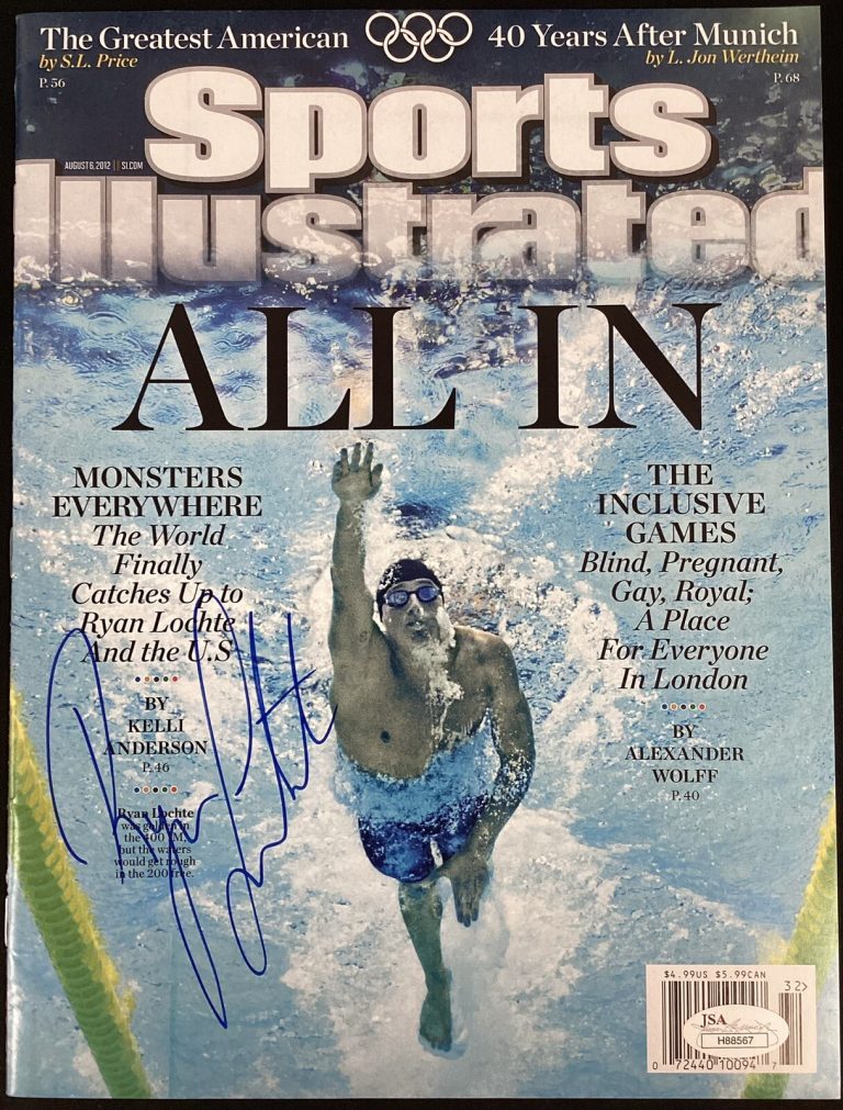 Ryan Lochte Signed Sports Illustrated 8/6/12 No Label Olympic Gold Swim Auto JSA