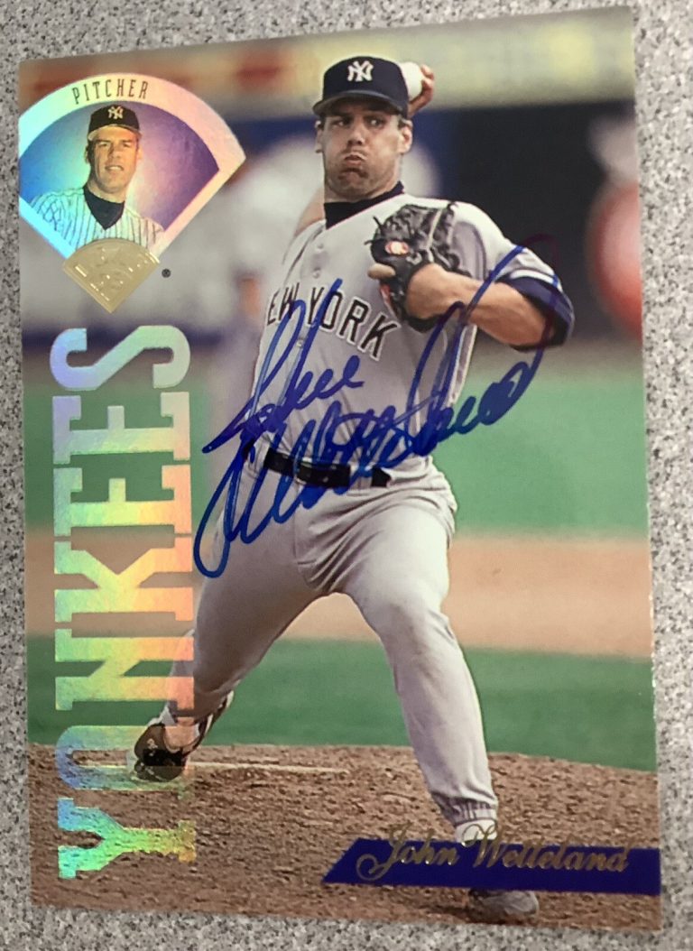 John Wetteland Signed 1995 Leaf Donruss #356 Baseball Card Yankees Autograph TPG