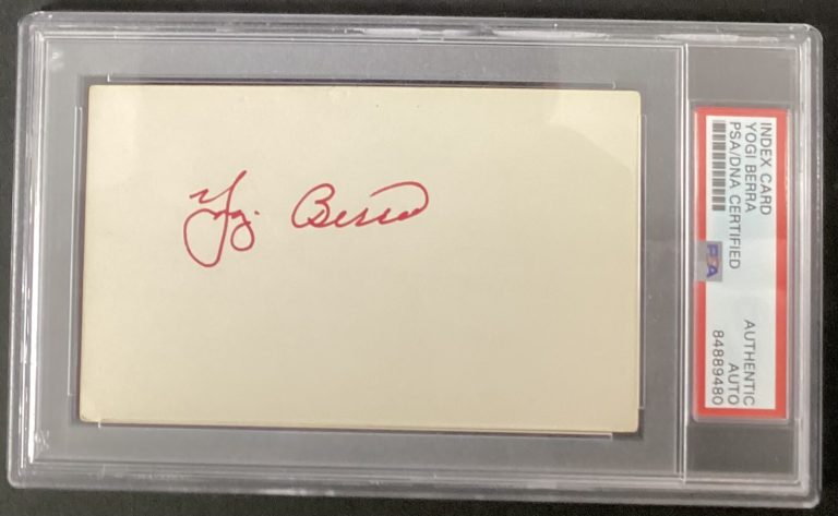Yogi Berra Signed Index Card Baseball HOF Yankees Mets Auto Catcher PSA/DNA 2