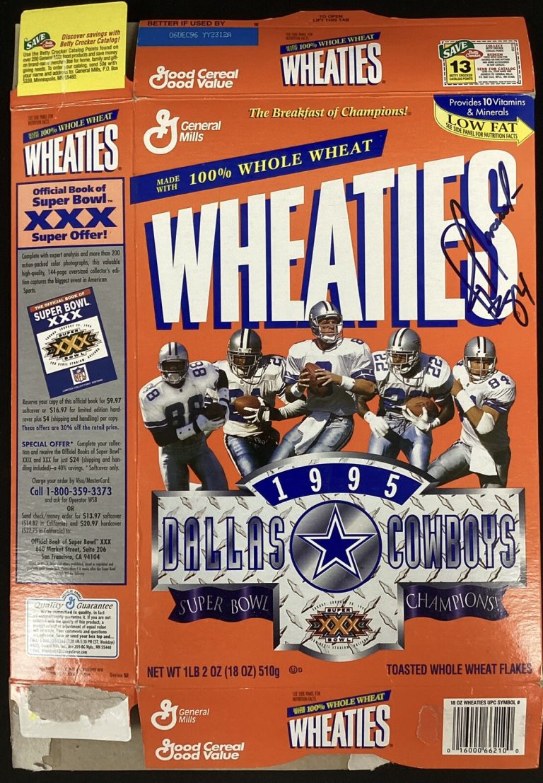 Jay Novacek Signed Cereal Box Wheaties 1995 SB Champ Cowboys Autograph JSA