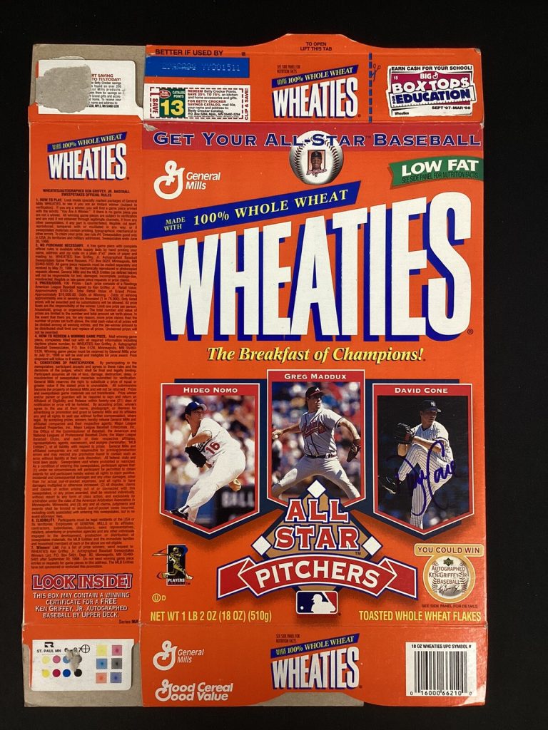 David Cone Signed Cereal Box Wheaties Baseball Autograph NY Yankees Cy WSC JSA 2