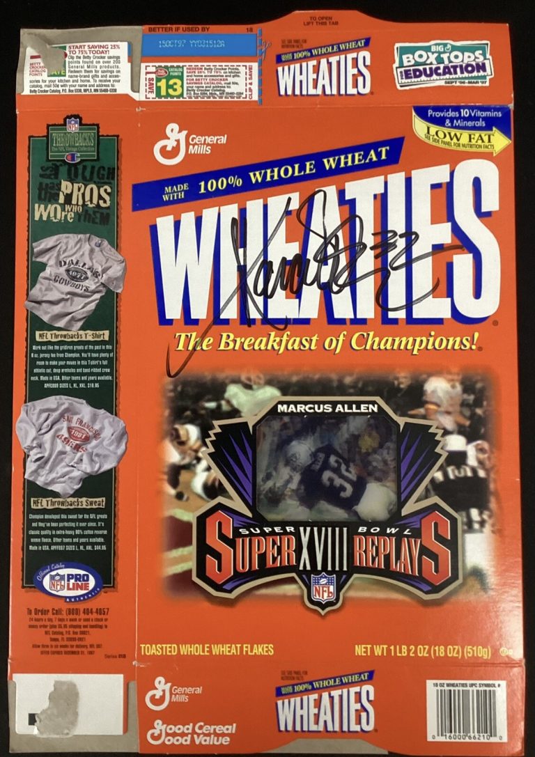 Marcus Allen Signed Cereal Box Wheaties Football Oakland Raiders Autograph JSA