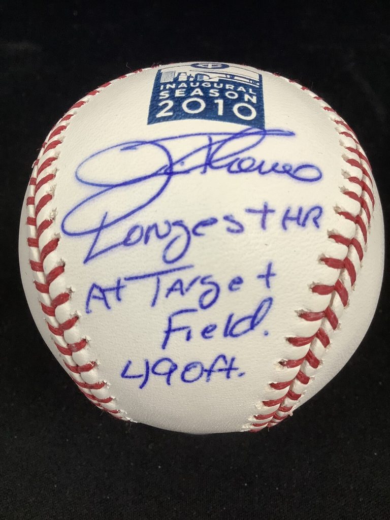 Jim Thome Signed 2010 Target Field Baseball Longest HR Inscrip MLB Auto PSA/DNA