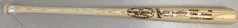 Eddie Mathews Signed Baseball Bat Louisville Slugger Model Auto Stats PSA/DNA