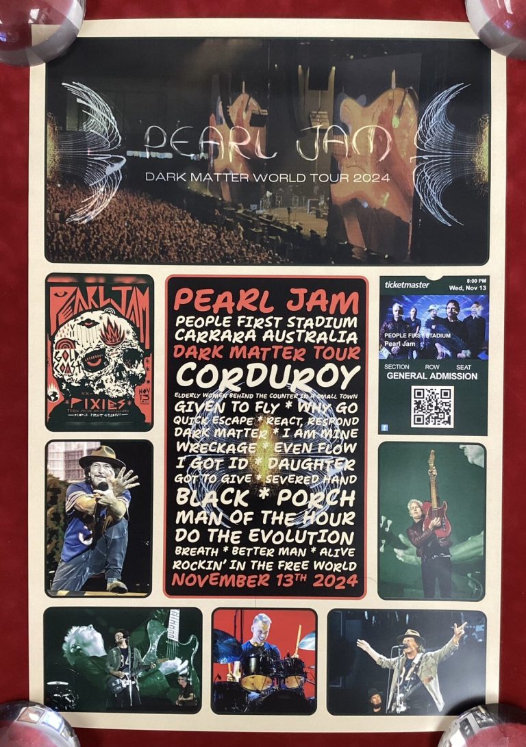 Pearl Jam Carrara Australia Poster 11/13/2024 Eddie Vedder Set List Composite #1