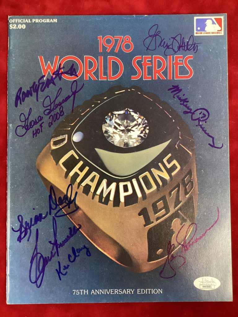 Goose Gossage Signed Program Baseball Autograph 1978 WS Program JSA +7 others