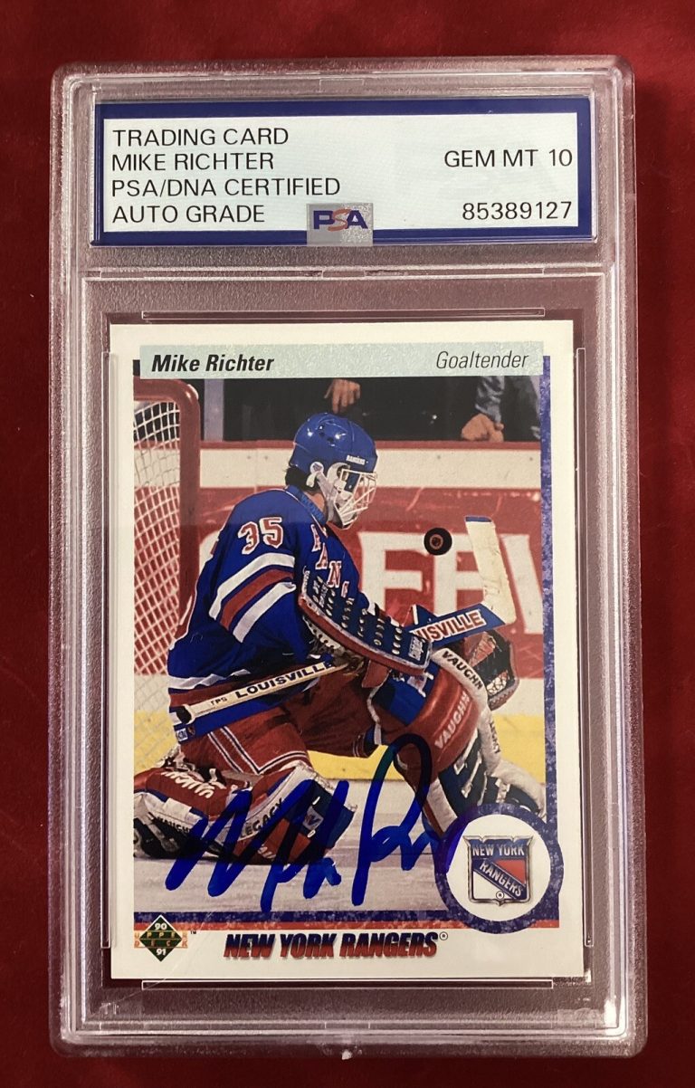 Mike Richter Signed 1990 Upper Deck #32 Hockey Card Rookie Autograph PSA/DNA 10