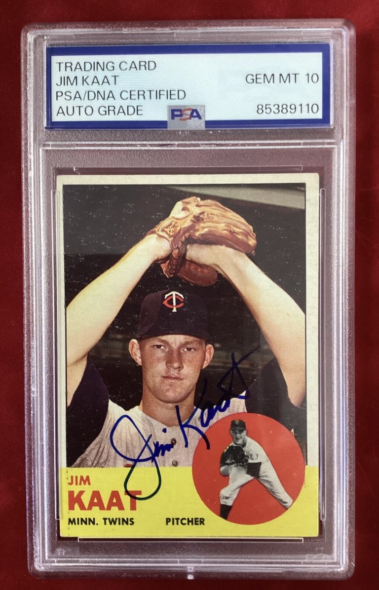 Jim Kaat Signed 1963 Topps #165 Baseball Card Twins Autograph HOF PSA/DNA Gem 10