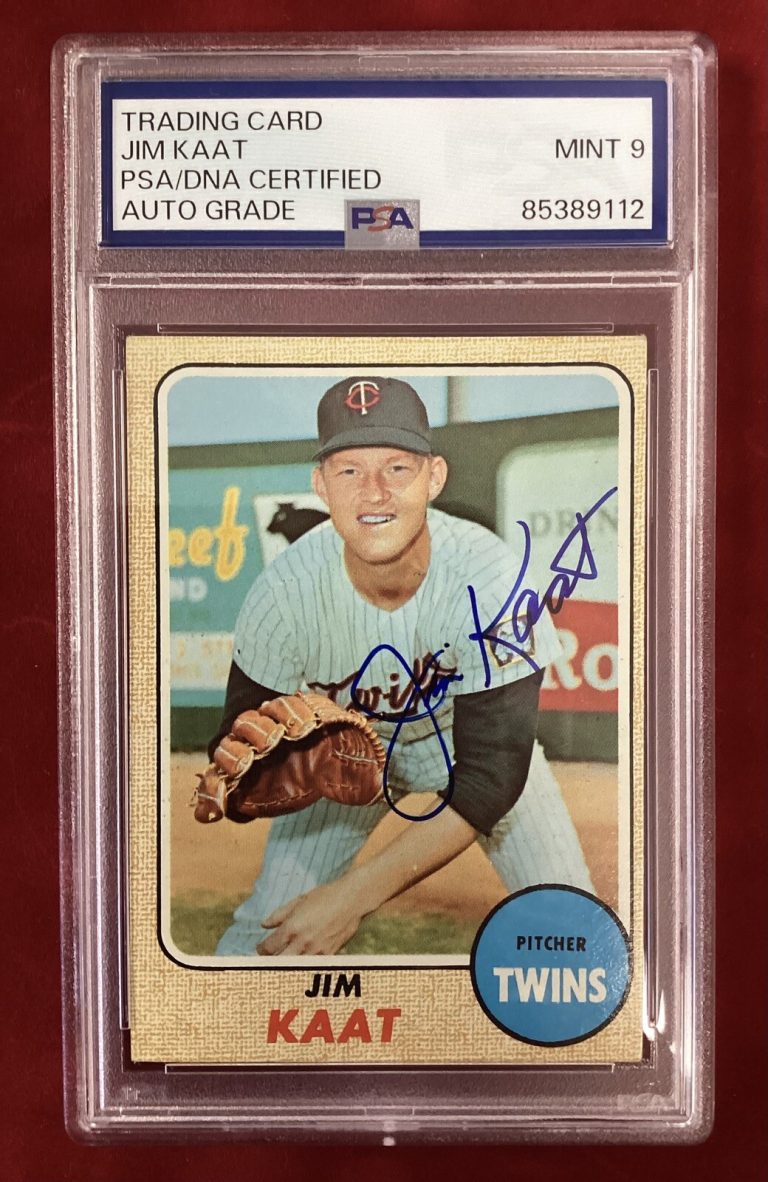 Jim Kaat Signed 1968 Topps #450 Baseball Card Twins Autograph HOF PSA/DNA 9 Mint