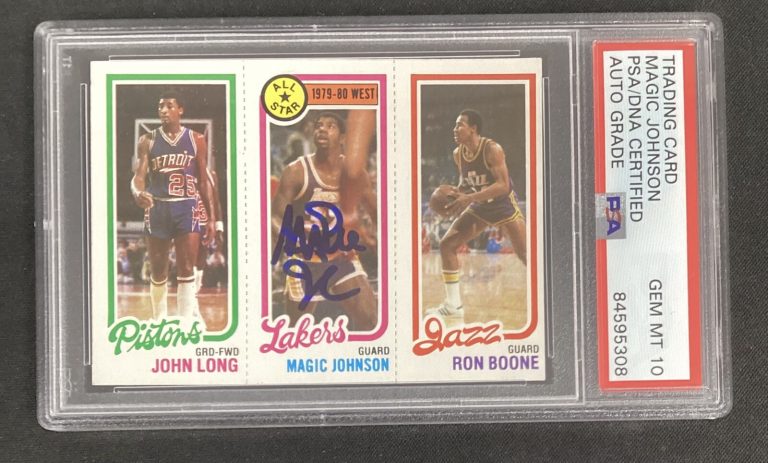 Magic Johnson Signed 1980 Topps #18 Rookie Card RC Lakers HOF PSA/DNA Gem MT 10