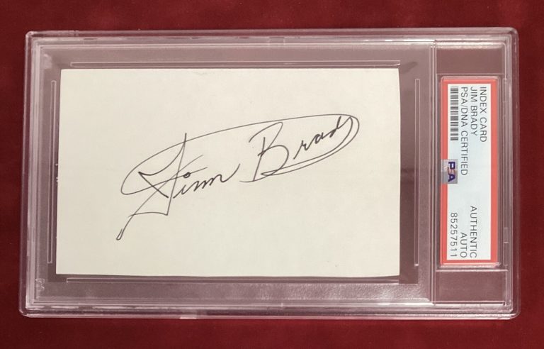 James Brady Signed Index Card Ronald Reagan Press Secretary Autograph PSA/DNA