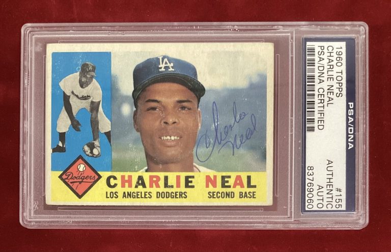 Charlie Neal Signed 1960 Topps #155 Baseball Card Dodgers Autograph PSA/DNA