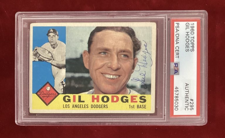 Gil Hodges Signed 1960 Topps #295 Baseball Card HOF Dodgers Autograph PSA/DNA