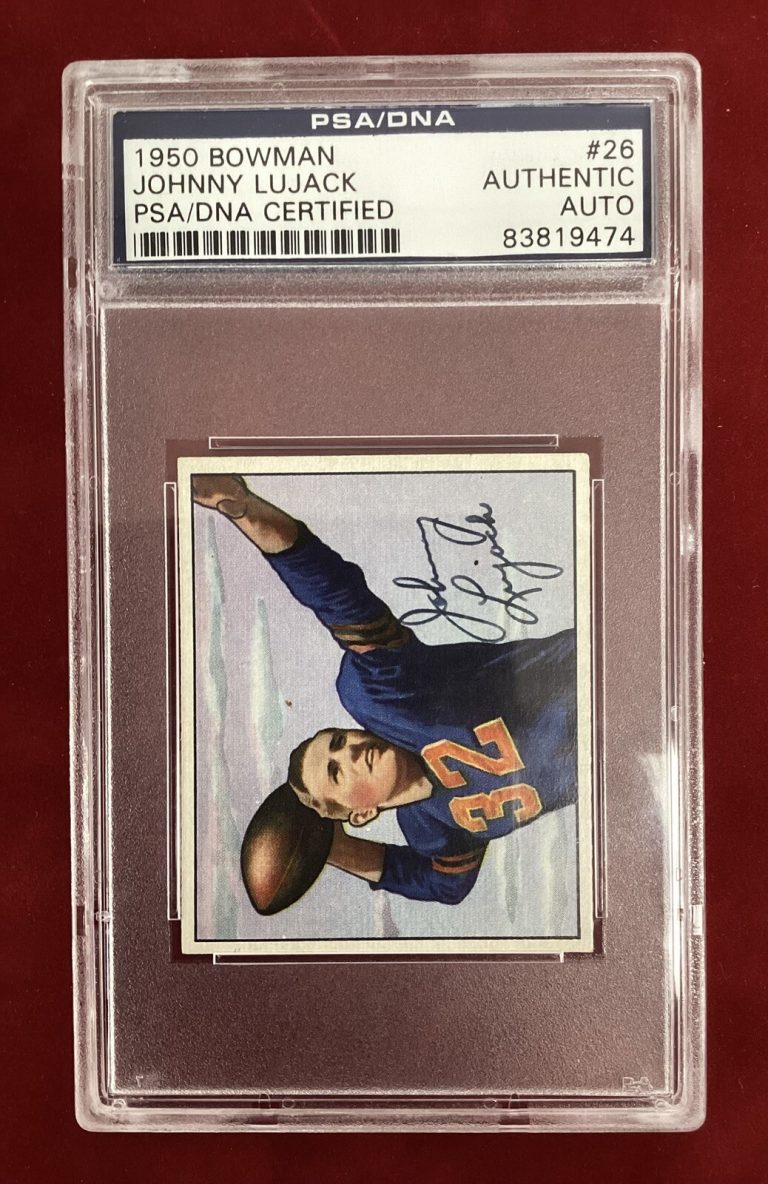 Johnny Lujack Signed 1950 Bowman #26 Rookie Card Football HOF Autograph PSA/DNA