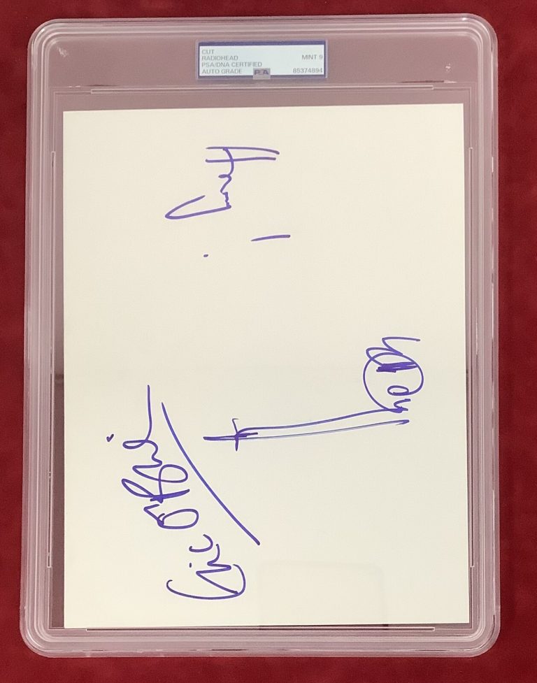 Thom Yorke Signed Cut Jumbo Music Radiohead Creep Autograph PSA/DNA Mint 9