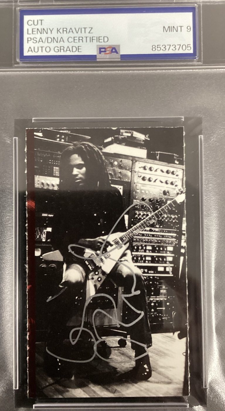 Lenny Kravitz Signed Cut HOF Music Rock Guitarist Autograph PSA/DNA Mint 9
