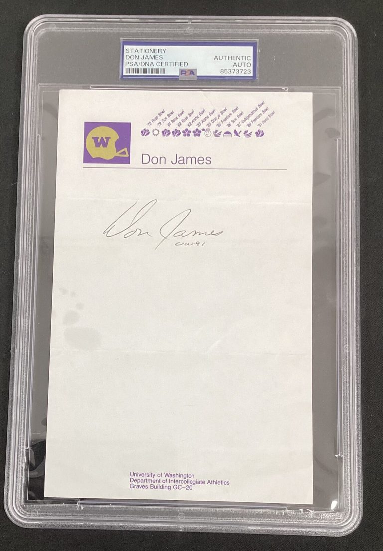 Don James Signed UW Letterhead Autograph Washington Huskies Football PSA/DNA
