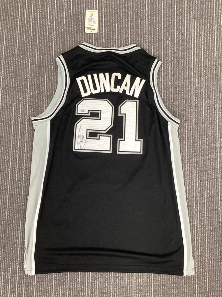 Tim Duncan Signed Jersey #21 NBA Basketball HOF Spurs Autograph PSA/DNA