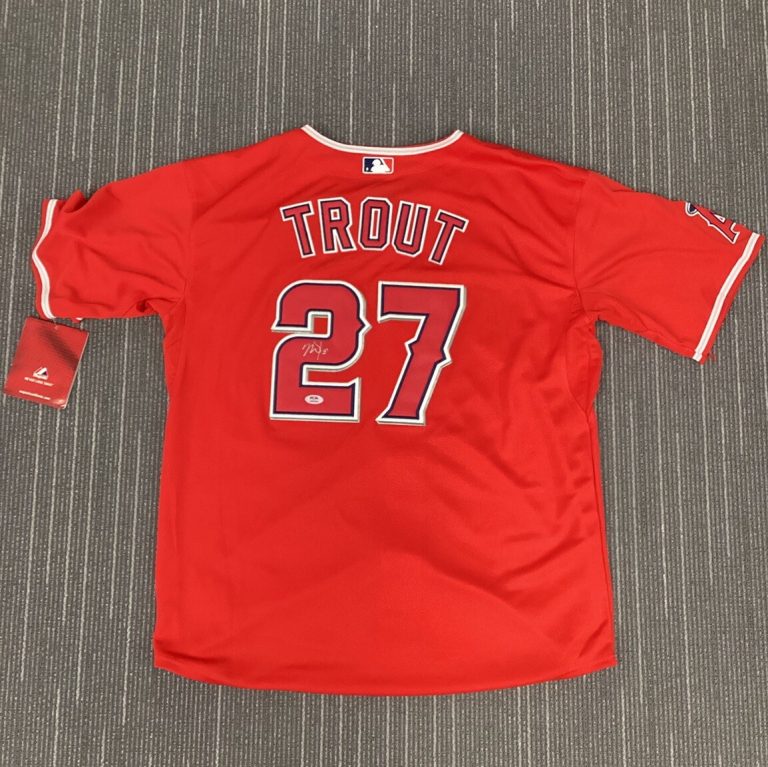 Mike Trout Signed Jersey Majestic Angels Auth MLB Baseball Autograph PSA/DNA