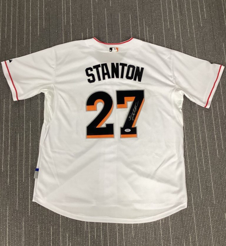 Giancarlo Stanton Signed Jersey Majestic Marlins MLB Baseball Autograph PSA/DNA