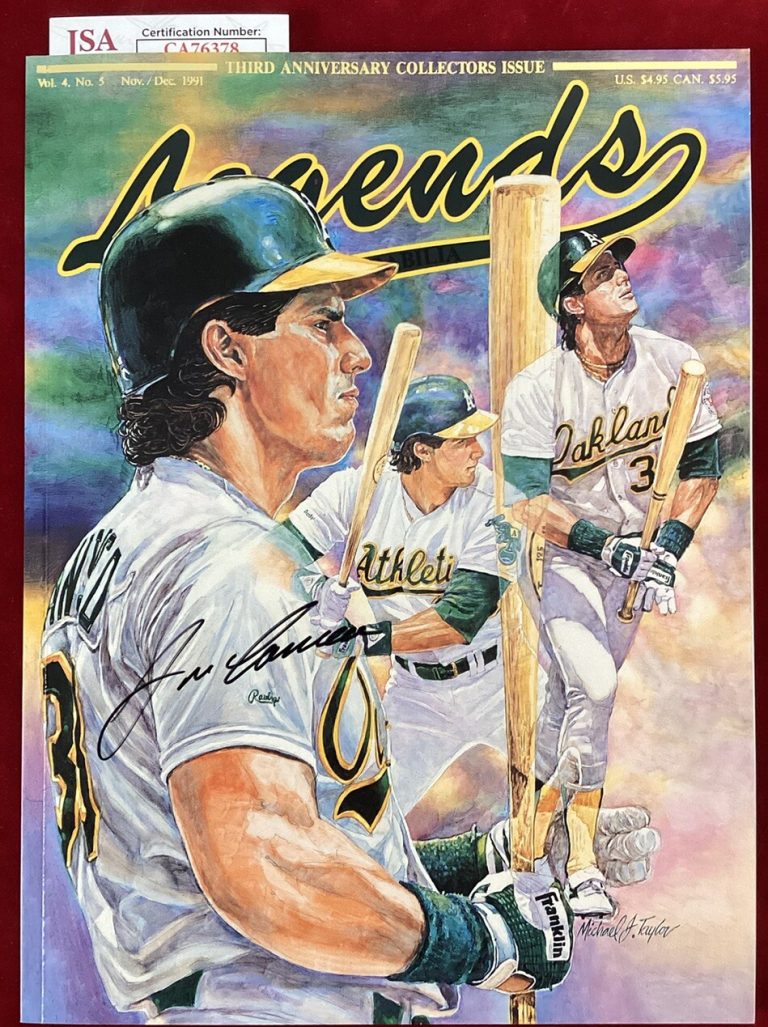 Jose Canseco Signed Legends Magazine 1991 Cards Sports Memorabilia Autograph JSA