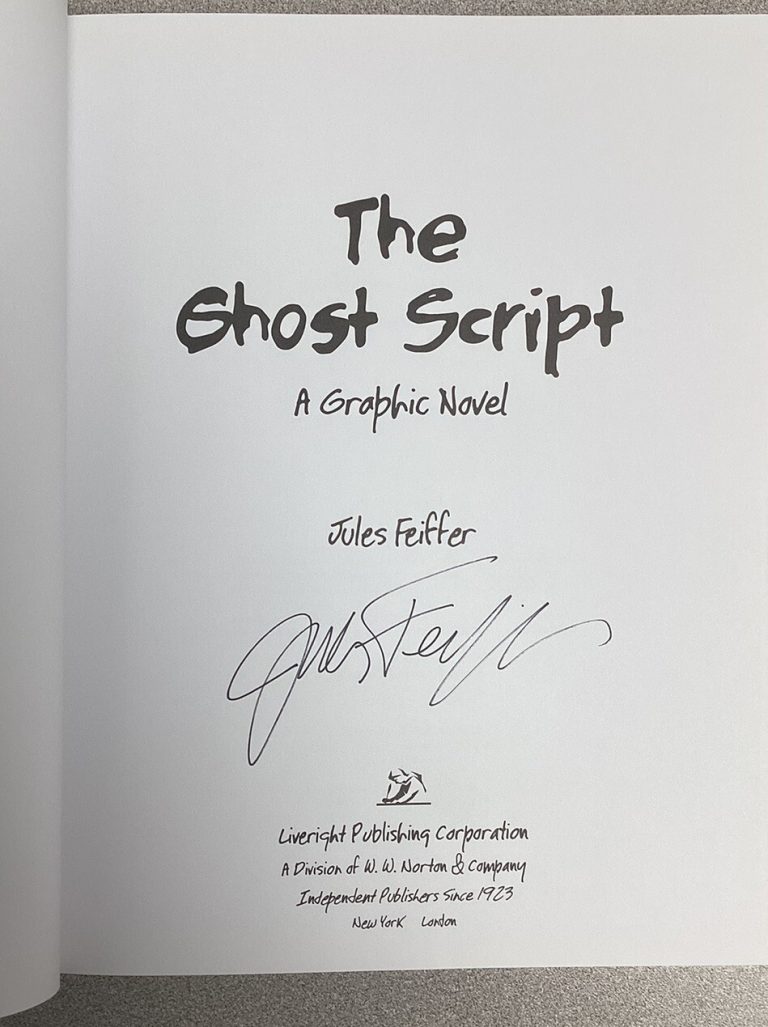Jules Feiffer Signed Hardcover Ghost Script HCB Satirist Pulitzer Autograph TPG