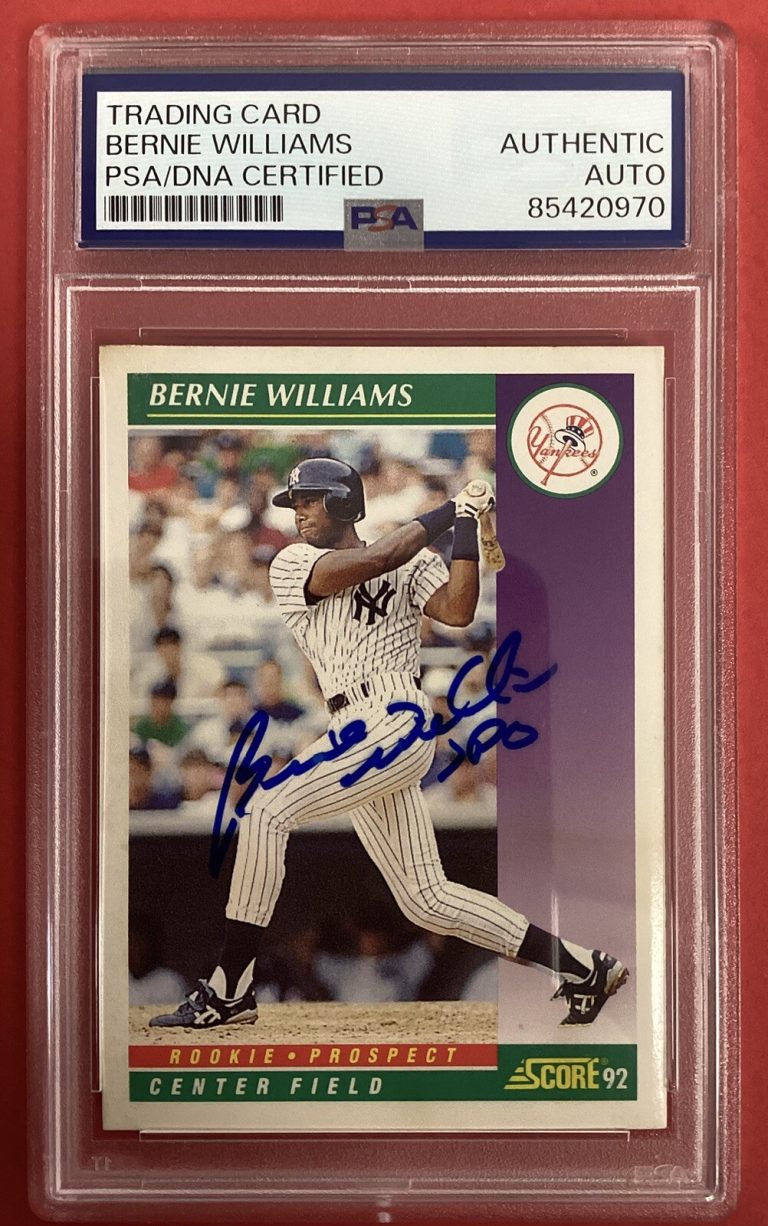 Bernie Williams Signed 1992 Score #401 Baseball Card RC Autograph PSA/DNA