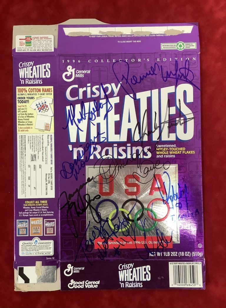 Pernell Whitaker Signed Cereal Box Wheaties Carl Lewis Olympics 9 Gold Autos TPG