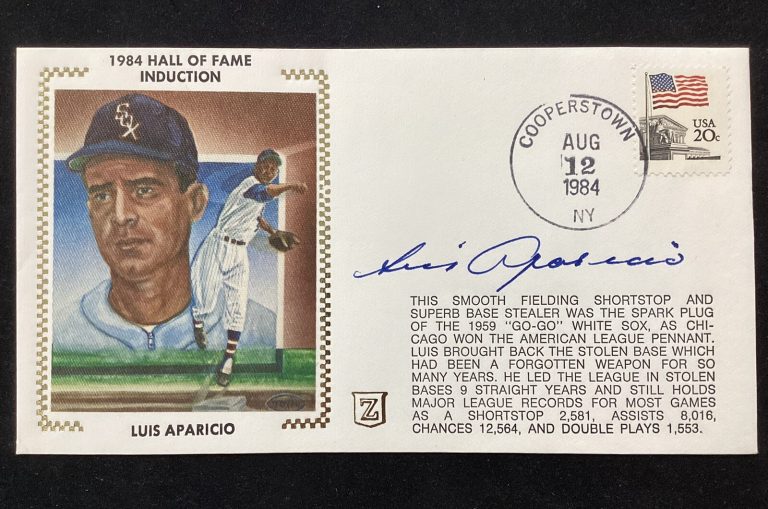Luis Aparicio Signed Gateway Cachet Z Silk Envelope FDC Sox Auto HOF 1984 TPG