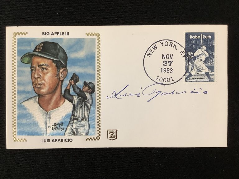 Luis Aparicio Signed Gateway Cachet Z Silk Envelope FDC 1983 RedSox Auto HOF TPG