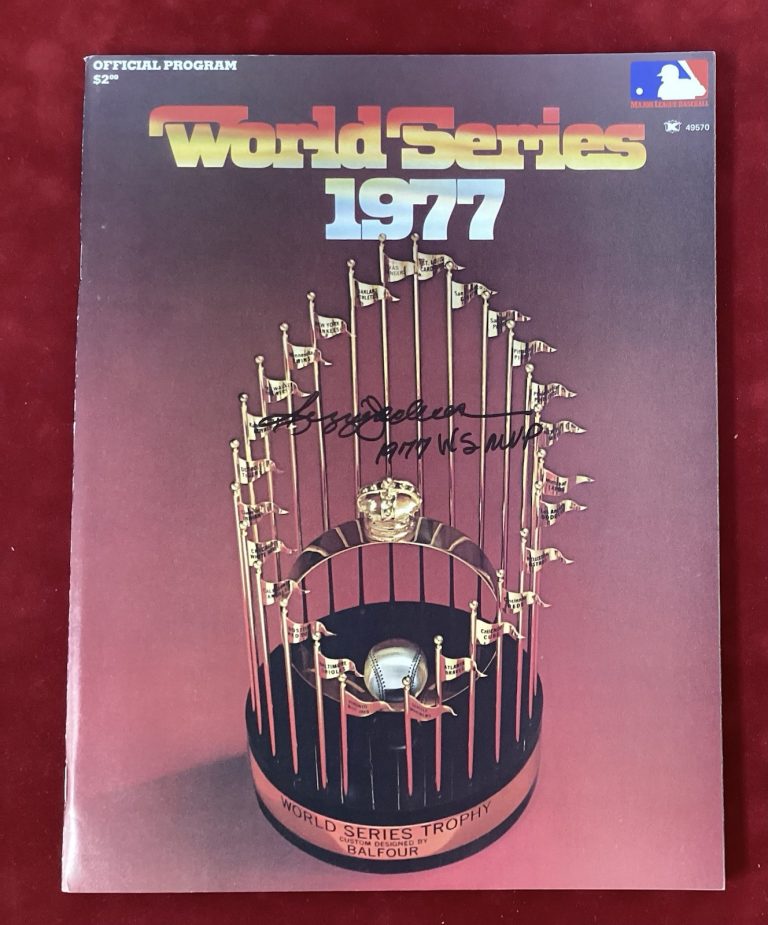 Reggie Jackson Signed Program Baseball HOF Autograph 1977 Yankees WS Program JSA