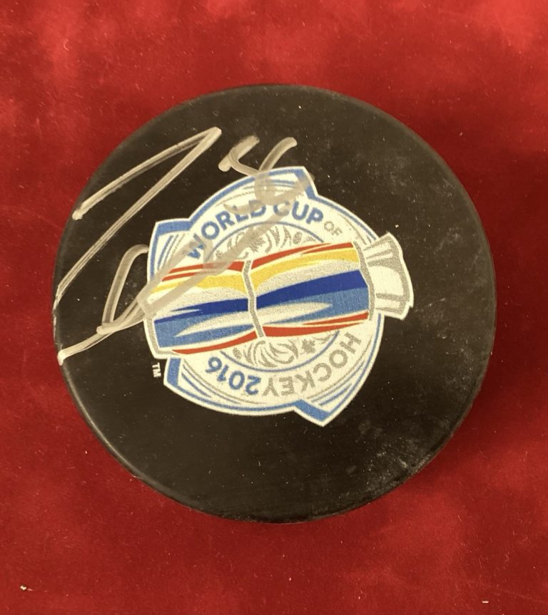 Mats Zuccarello Signed Puck 2016 World Cup Model Logo NY Hockey Autograph TPG