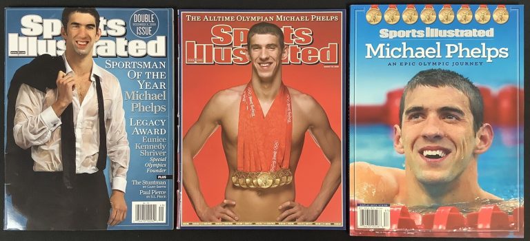 Michael Phelps Lot of 3 Sports Illustrated Mag Team USA Gold Olympic No Label