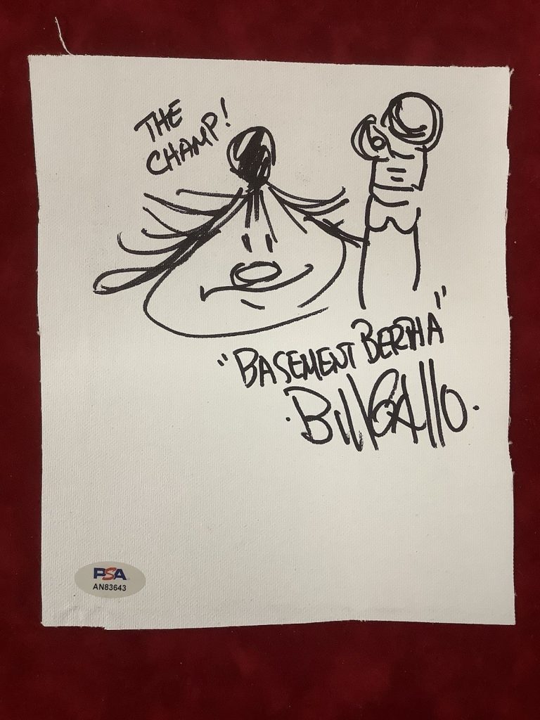 Bill Gallo Signed Sketch Boxing Basement Bertha Champ HOF Autograph PSA/DNA #2
