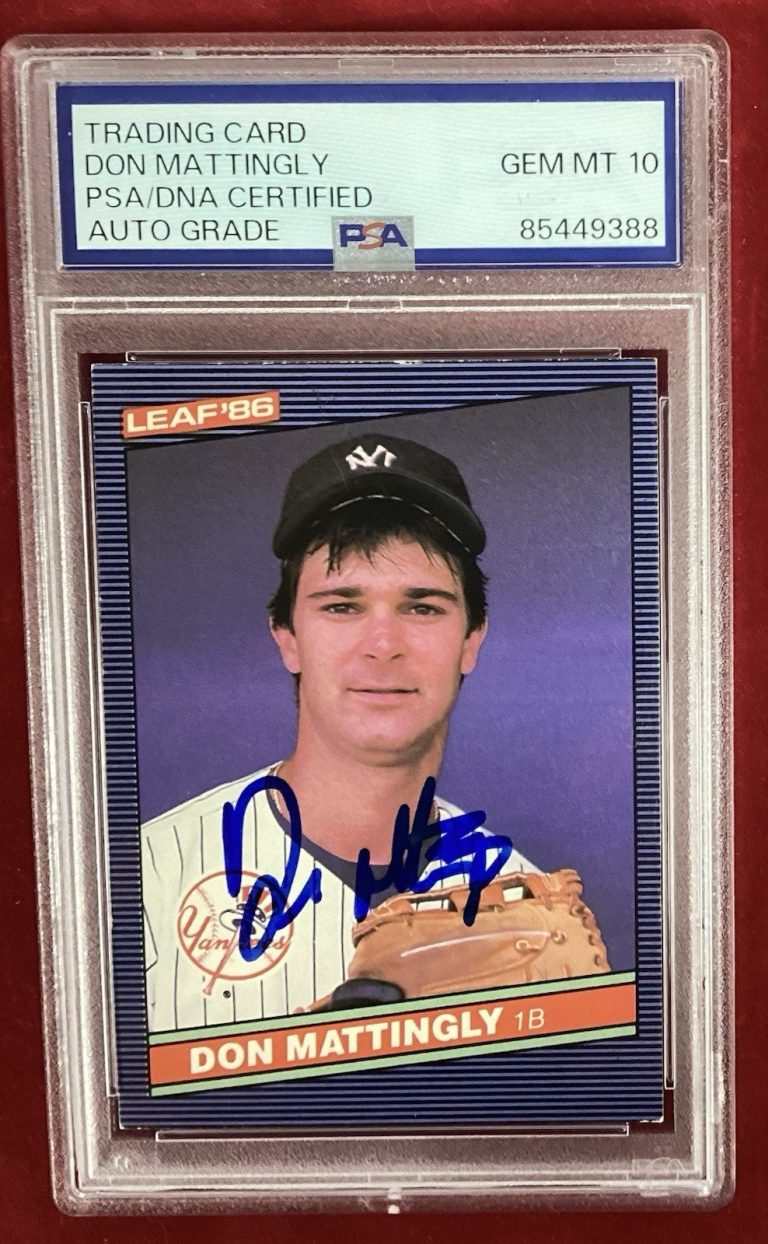 Don Mattingly Signed 1986 Leaf #103 Yankees Baseball Card Auto PSA/DNA MT 10
