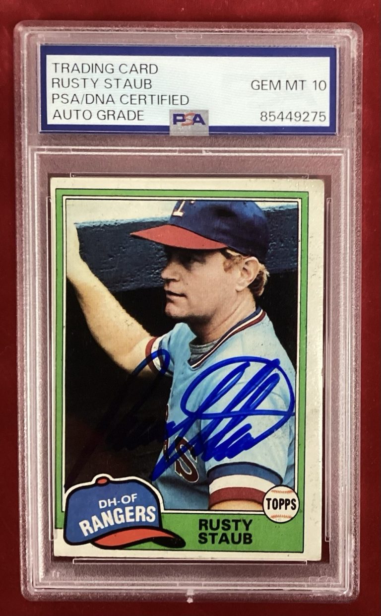 Rusty Staub Signed 1981 Topps #80 Baseball Card Rangers Autograph PSA/DNA Gem 10