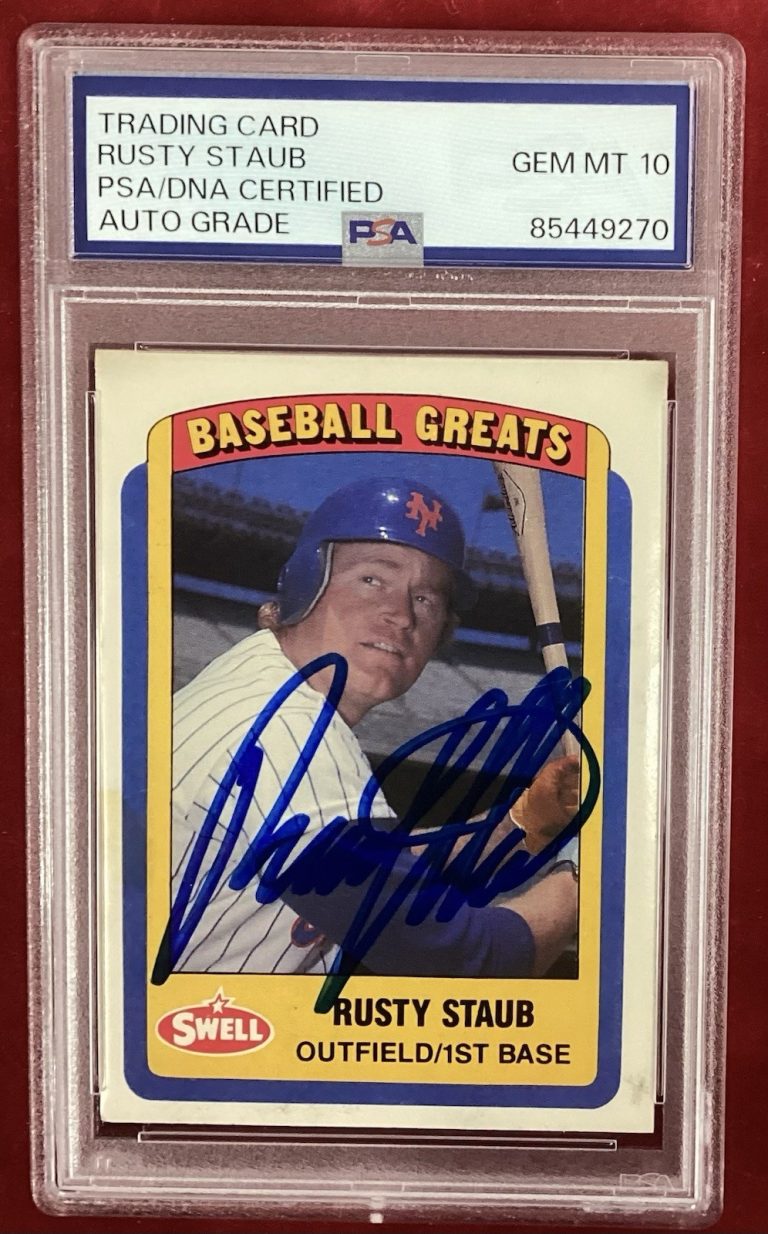 Rusty Staub Signed 1990 Swell #91 Baseball Card Mets Autograph PSA/DNA Gem 10
