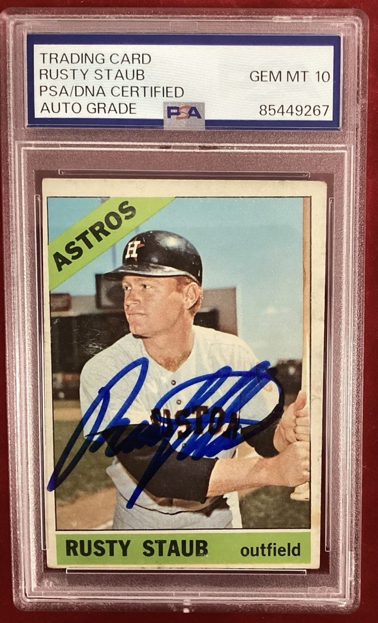Rusty Staub Signed 1966 Topps #106 Baseball Card Astros Autograph PSA/DNA Gem 10
