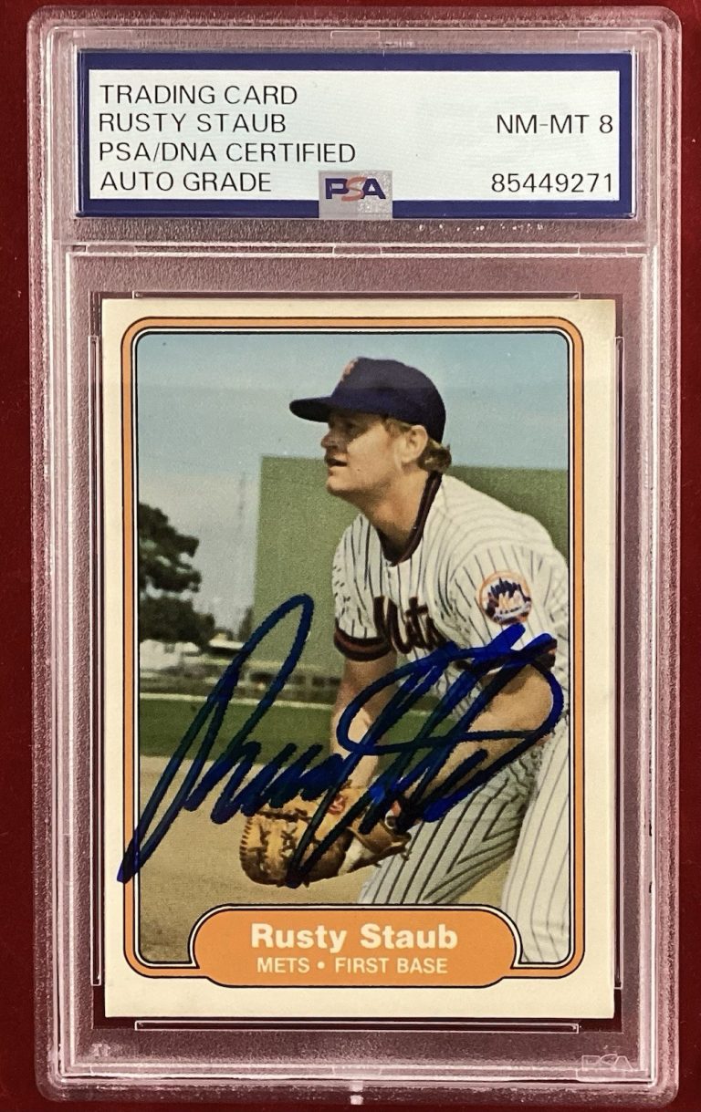 Rusty Staub Signed 1983 Fleer #536 Baseball Card Mets Autograph PSA/DNA Gem 8