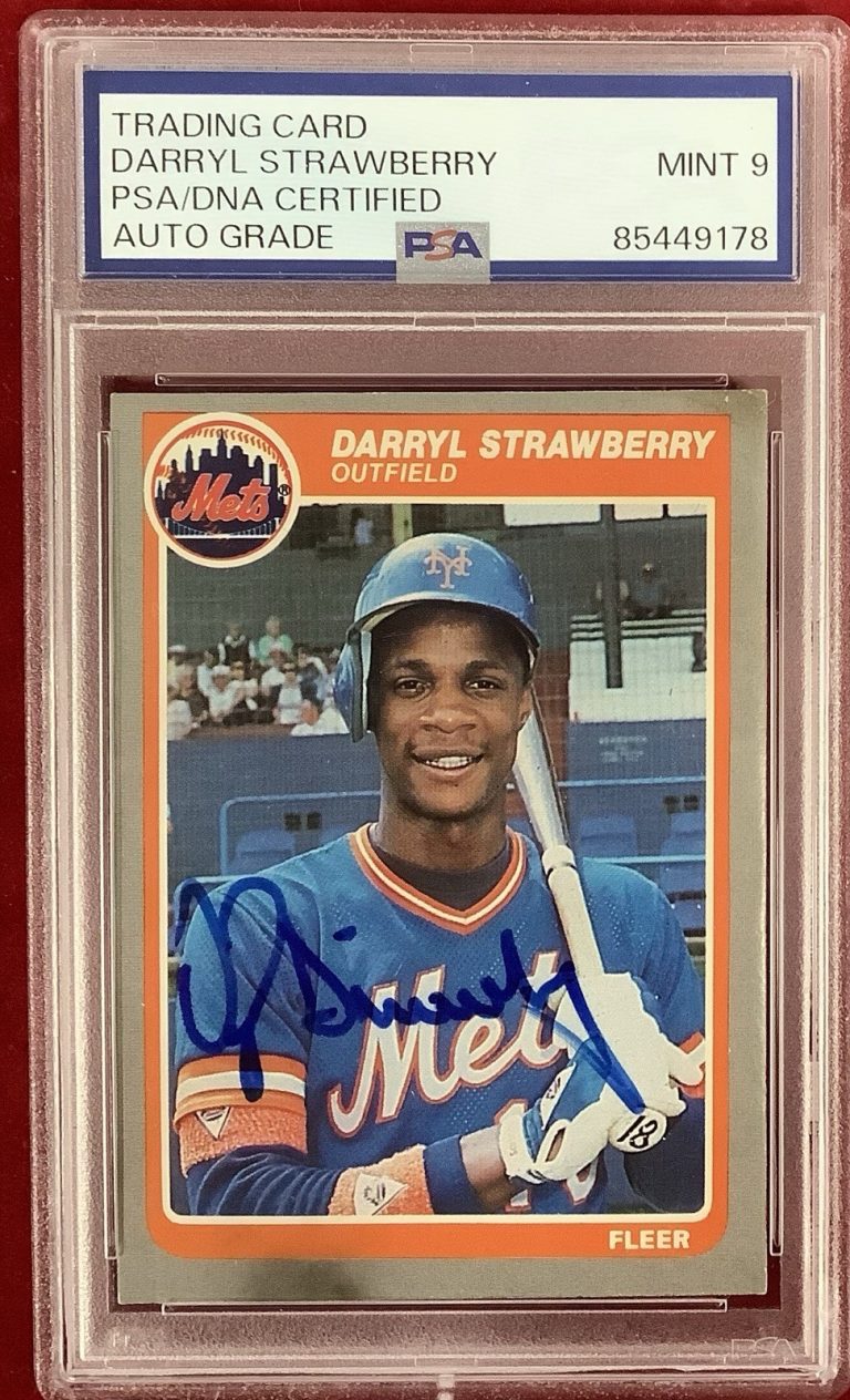 Darryl Strawberry Signed 1985 Fleer #93 Baseball Card Autograph PSA/DNA Mt 9