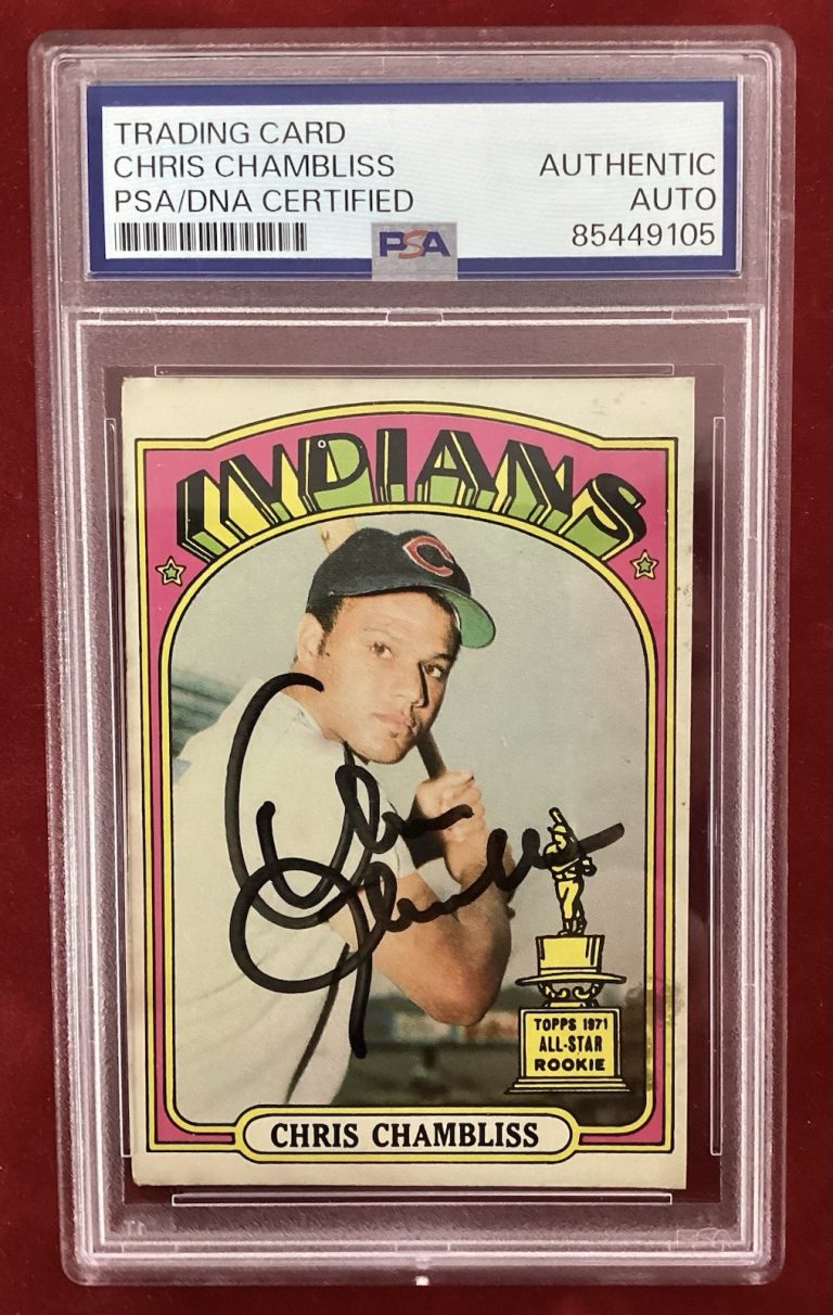 Chris Chambliss Signed 1972 Topps #142 Rookie Baseball Card RC Indians PSA/DNA