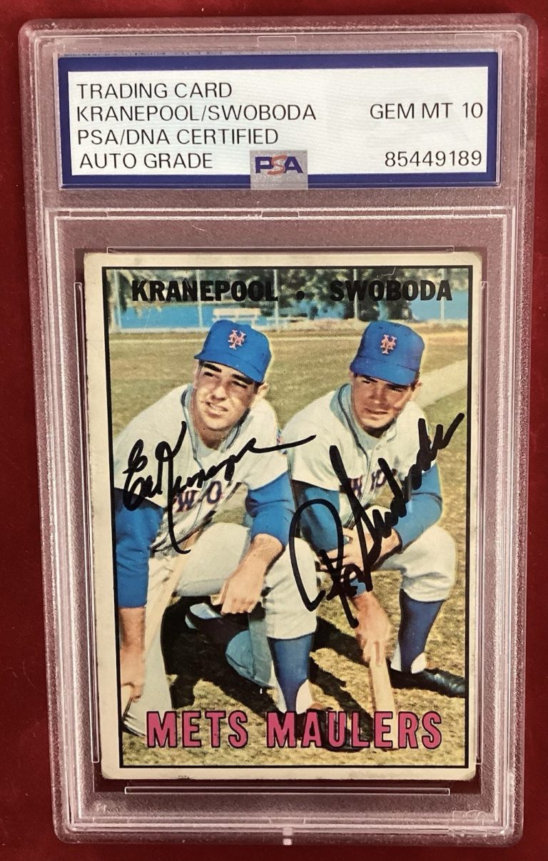 Ed Kranepool Signed 1967 Topps #570 Baseball Card Ron Swoboda Autograph PSA/DNA
