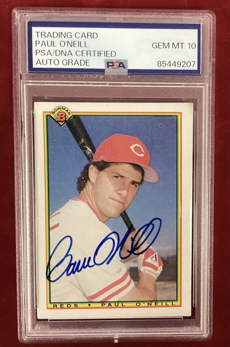 Paul O’Neill Signed 1990 Bowman #49 Reds Baseball Card Autograph PSA/DNA Mt 10
