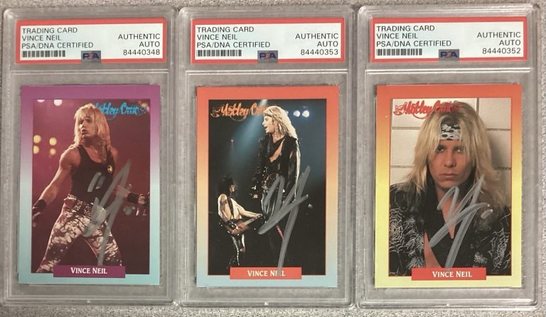 Vince Neil Signed Cards Lot Of 3 #129 28 2 1991 Brockum Auto Motley Crue PSA/DNA