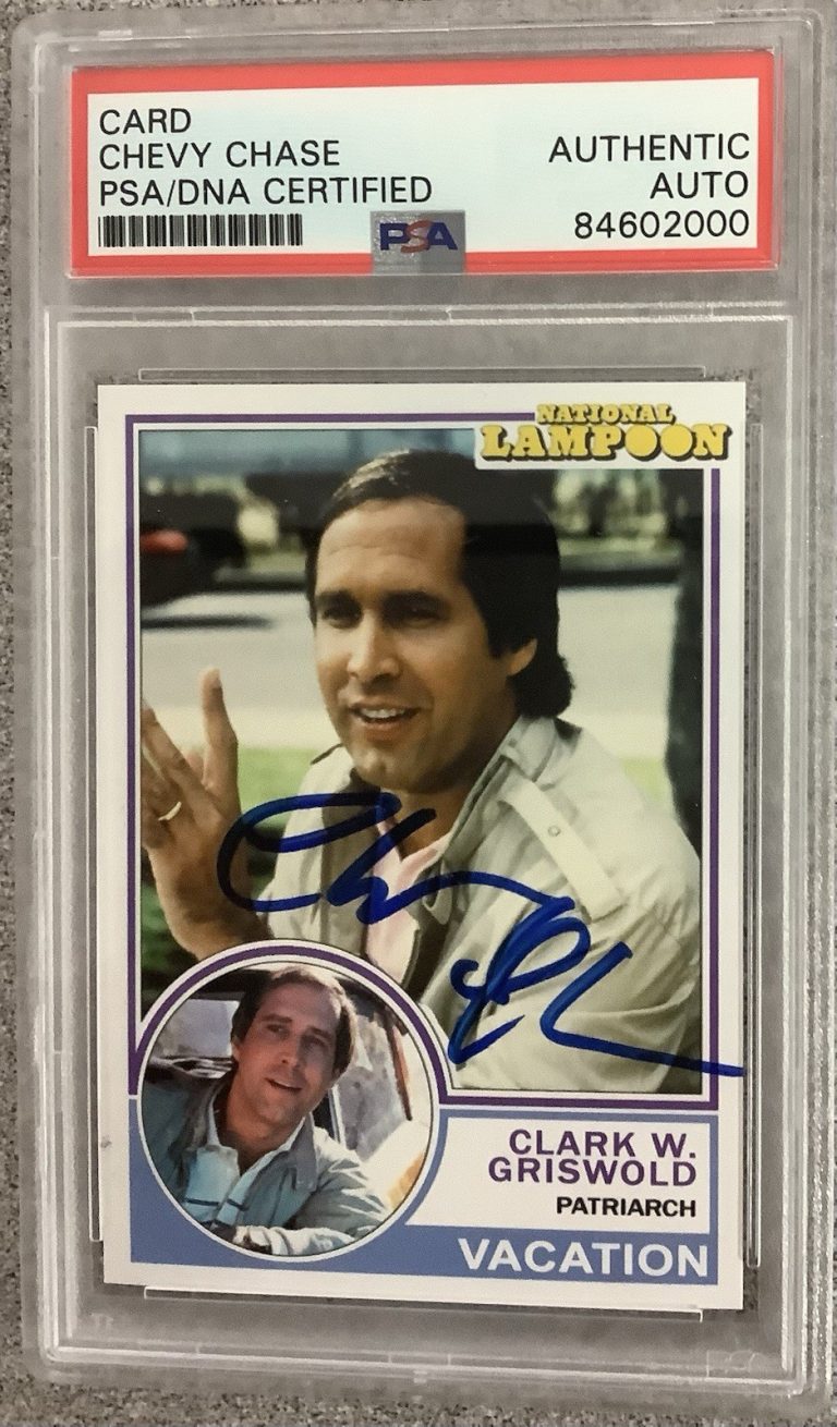 Chevy Chase Signed Card Clark W Griswold National Lampoons Vacation Auto PSA/DNA