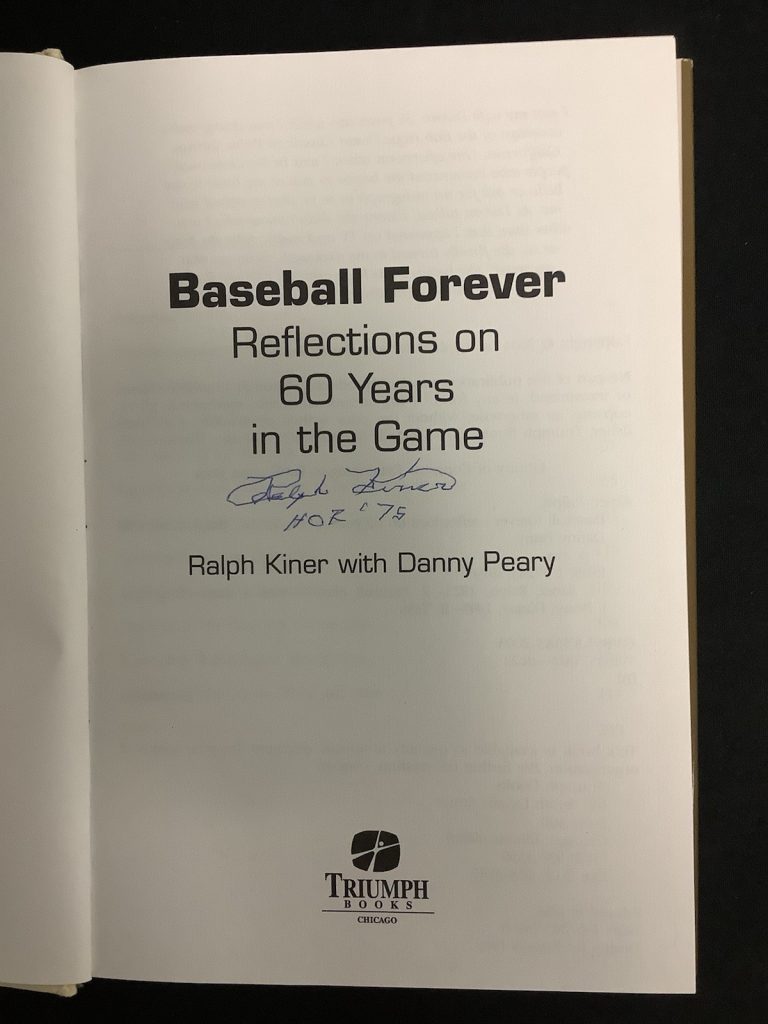 Ralph Kiner Signed Book Baseball Forever HOF 1975 Insc NY Mets WS Autograph JSA