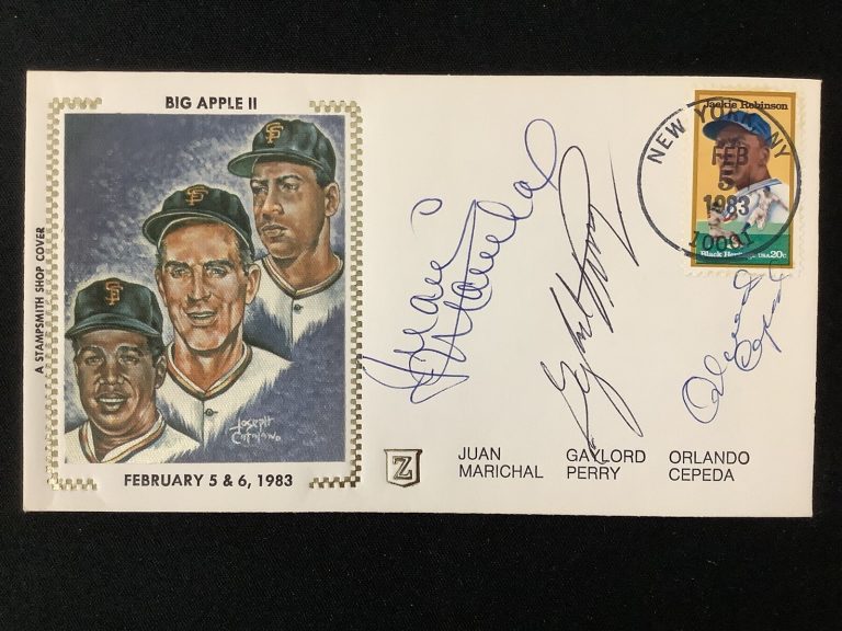 Juan Marichal Signed Gateway Cachet Z Silk Envelope FDC G Perry +1 Auto HOF TPG