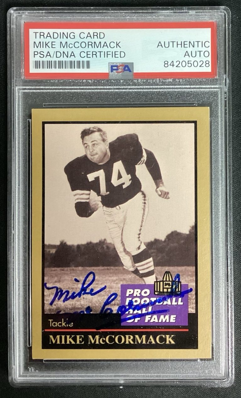 Mike McCormack Signed 1991 Enor #96 Football Card HOF Lions Autograph PSA/DNA