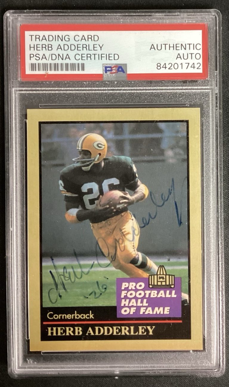 Herb Adderley Signed 1991 #2 Enor Football Card HOF Packers Autograph PSA/DNA