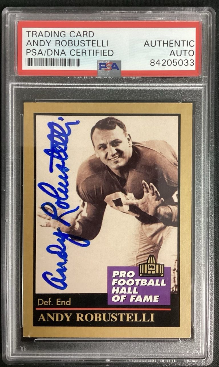 Andy Robustelli Signed 1991 Enor #121 Football Card HOF Giants Autograph PSA/DNA